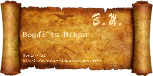 Bogáts Miksa névjegykártya